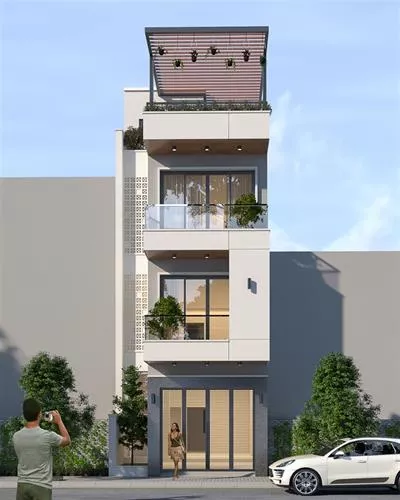 MẪU NHÀ 3 TẦNG 1 TUM MẶT TIỀN 4M HIỆN ĐẠI TẠI PHAN THIẾT