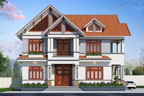 MẪU NHÀ BIỆT THỰ 2 TẦNG MÁI THÁI ĐẸP - Xây nhà Phan Thiết