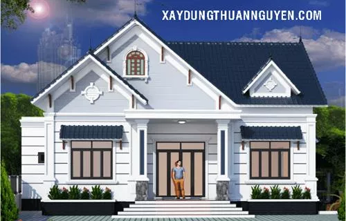 Mẫu nhà mái thái 1 tầng 3 phòng ngủ diện tích 140m2 - Xây nhà Bình Thuận