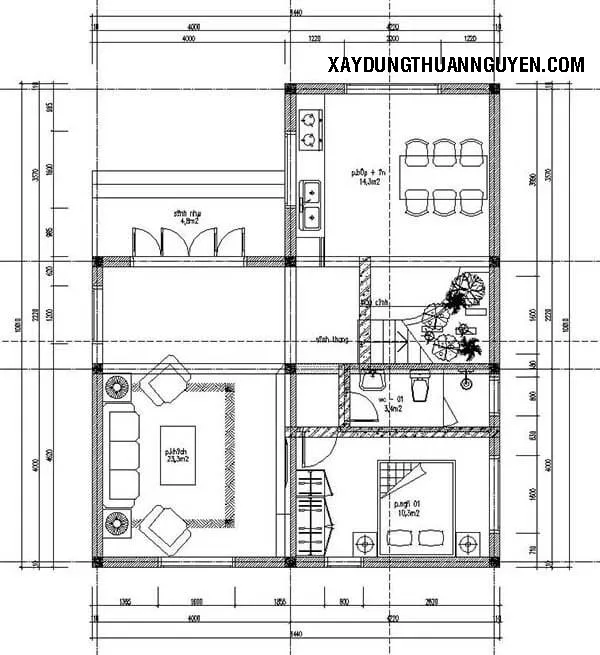 mẫu nhà 2 tầng 8x10m