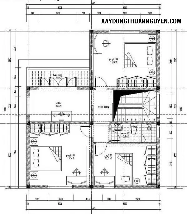 mẫu nhà 2 tầng 8x10m