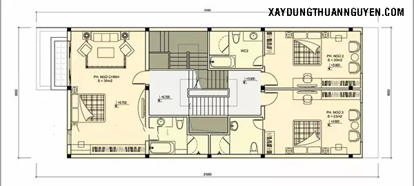 mẫu nhà 2 tầng mặt tiền 8m hiện đại