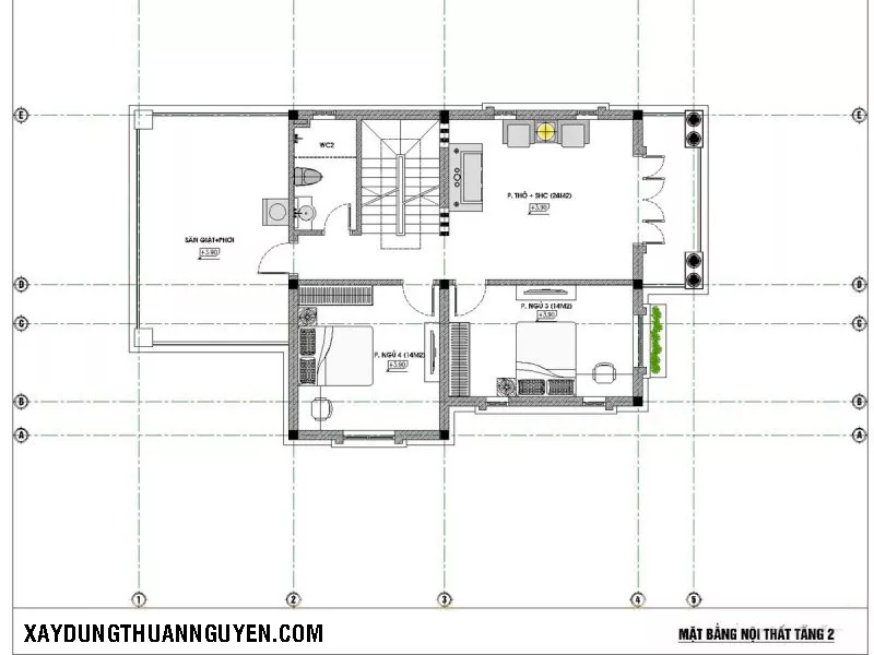 mẫu nhà 2 tầng mặt tiền 8m hiện đại