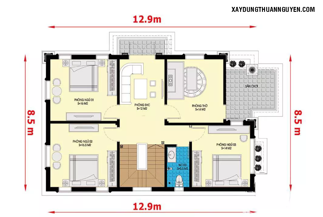 mẫu nhà 2 tầng mặt tiền 8m hiện đại